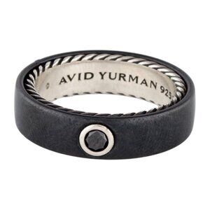 DAVID YURMAN DIAMOND TITANIUM & STERLING SILVER 925 STREAMLINE BAND RING